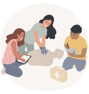 Illustration d'un exercice d'un sauveteur Secouriste du Travail - formation SST