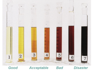 Photo comparant la qualité de l'huile de compresseur en fonction de sa concentration en eau