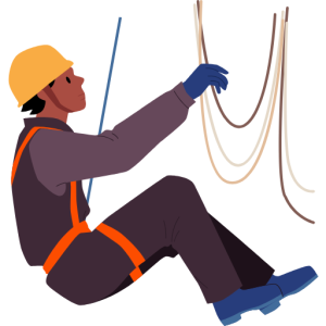 Illustration d'un homme travaillant en hauteur - formation travail en hauteur